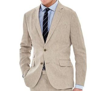 Slim Linen Suit Jacket Khaki Banana Republic